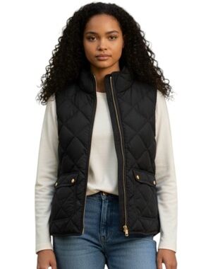J.Crew Excursion Vest Women’s M Black Quilted Puffer Preppy Casual Outdoors